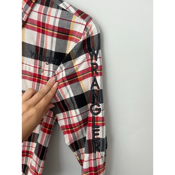 Wrangler 20X Button Down Long Sleeves Plaid Boys Large 10/12 - Picture 4 of 9